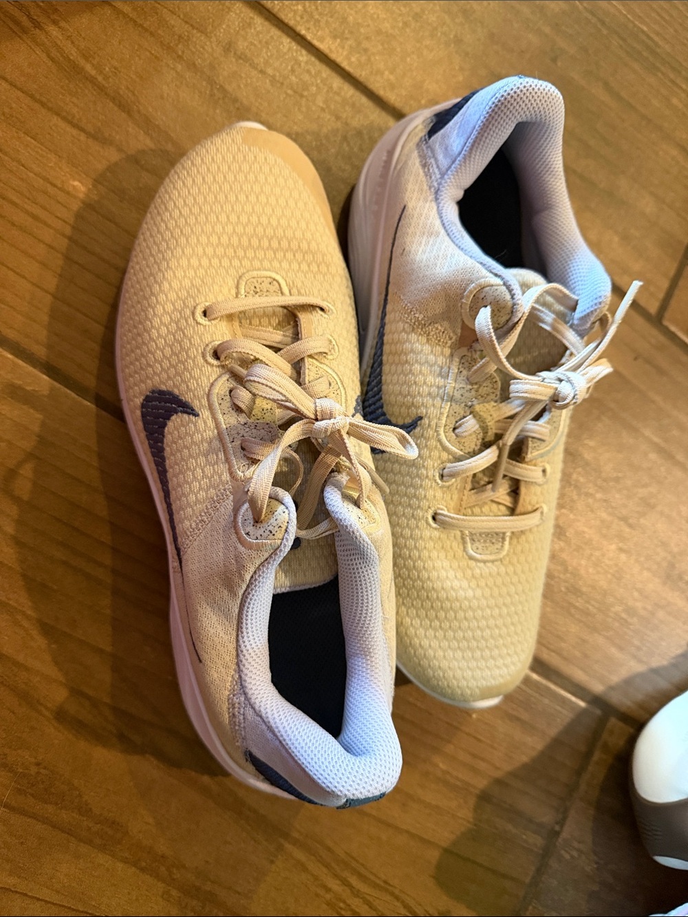Nike Beige Sneakers with Navy Swoosh